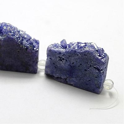 Electroplated Natural Druzy Crystal Beads Strands G-N0257-01-1