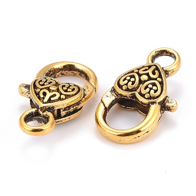 Tibetan Style Heart Lobster Claw Clasps GLF014Y-1