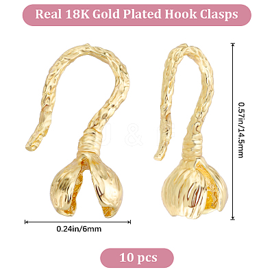 10Pcs Rack Plating Brass Hook Clasps KK-BBC0010-48-1