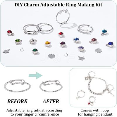DIY Charm Adjustable Ring Making Kit DIY-NB0009-99-1