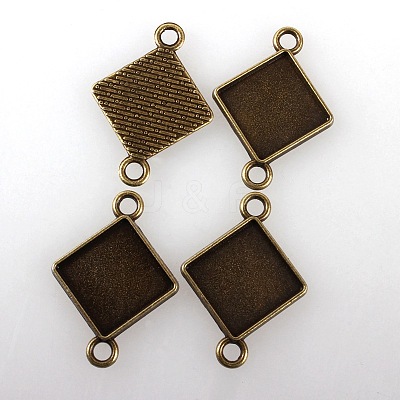 Vintage Tibetan Alloy Rhombus Cabochon Connector Bezel Settings X-TIBE-M016-03AB-NF-1