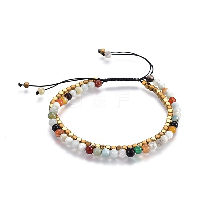 Natural Flower Amazonite Beads Multi-Strand Bracelets BJEW-JB04120-02-1