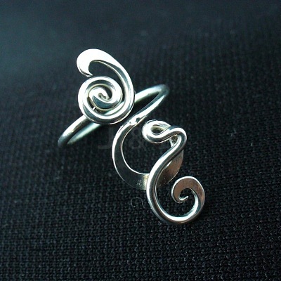 Boho Adjustable Brass Twisted Wire Wrapped Long Toe Rings FS-WGE7B88-01-1