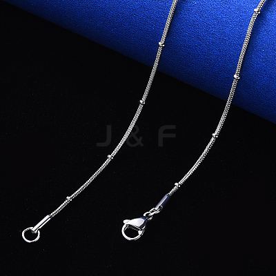 Non-Tarnish 304 Stainless Steel Round Snake Chain Necklace NJEW-S420-009B-P-1