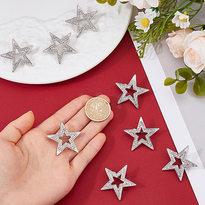 8Pcs Star Alloy Rhinestone Lapel Pinks for Backpack Clothes JEWB-DC0001-35P-1
