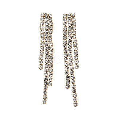 304 Stainless Steel Clear Cubic Zirconia Tassel Stud Earrings EJEW-Z094-01E-G-1
