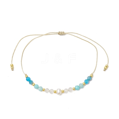 Adjustable Natural Amazonite & Quartz Crystal & Apatite Braided Bead Bracelets for Women BJEW-JB11619-05-1