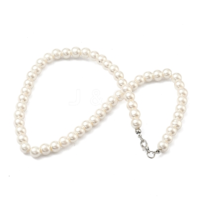 Round Plastic Imitation Pearl Beaded Necklaces & Dangle Earring & Bracelets Sets FS-WGF01A4-01-1