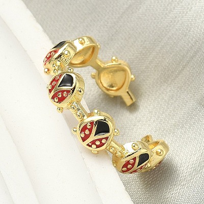 Brass Enamel Cuff Rings for Women RJEW-F196-02B-G-1