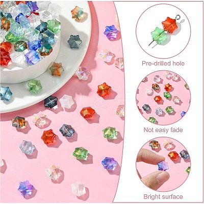 100Pcs 9 Colors Transparent Glass Beads GLAA-CJ0002-53-1