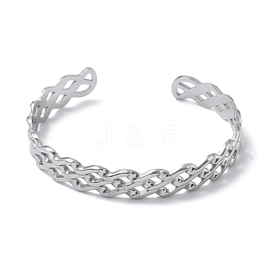 304 Stainless Steel Cuff Bangles for Women BJEW-A160-04P-1