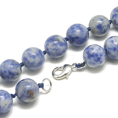 Natural Blue Spot Jasper Beaded Necklaces NJEW-S404-03-1