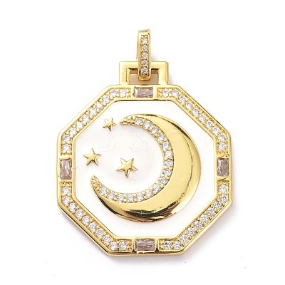 Brass Micro Pave Cubic Zirconia Pendants ZIRC-P085-38G-1