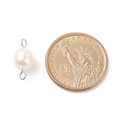 Natural Cultured Freshwater Pearl Beads Connector Charms PALLOY-JF01551-01-1