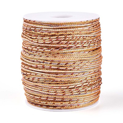 100M Segment Dyed Round Nylon & PET & Polyester Metallic Braided Cord OCOR-N009-01F-1