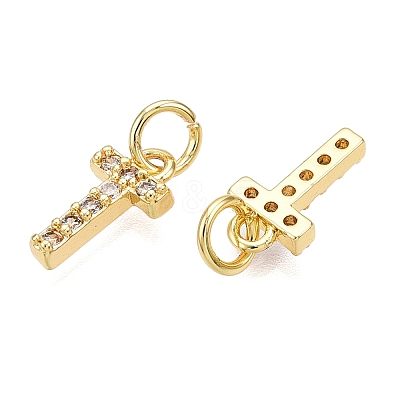 Brass Micro Pave Clear Cubic Zirconia Charms KK-ZX025-07T-1