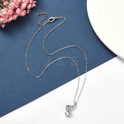 Crystal Rhinestone Butterfly Pendant Necklace with Cable Chains NJEW-FZ00018-1