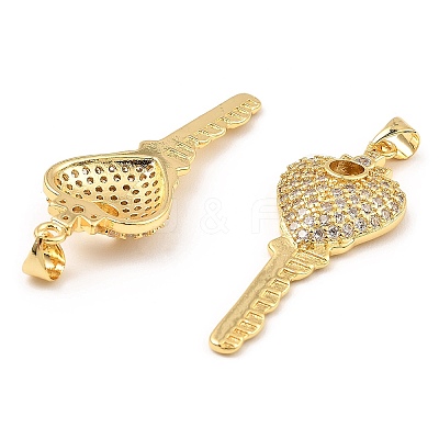Rack Plating Brass Micro Pave Clear Cubic Zirconia Pendants KK-M253-08G-1