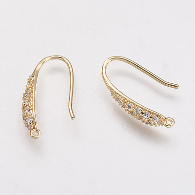 Brass Micro Pave Cubic Zirconia Earring Hooks KK-F731-05G-1