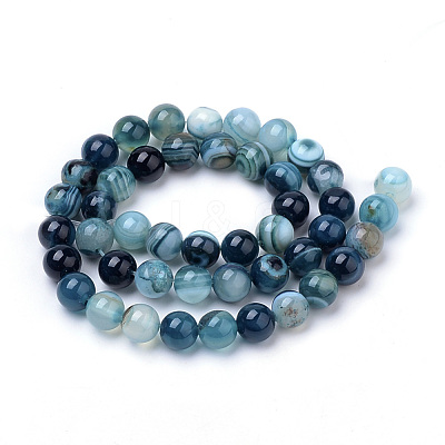 Natural Striped Agate/Banded Agate Beads Strands X-G-S259-04C-8mm-1