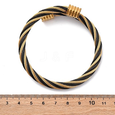 304 Stainless Steel Torque Bangles for Women BJEW-P310-21MC-1