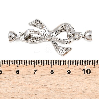 Brass Micro Pave Clear Cubic Zirconia Fold Over Clasps KK-U059-61P-1