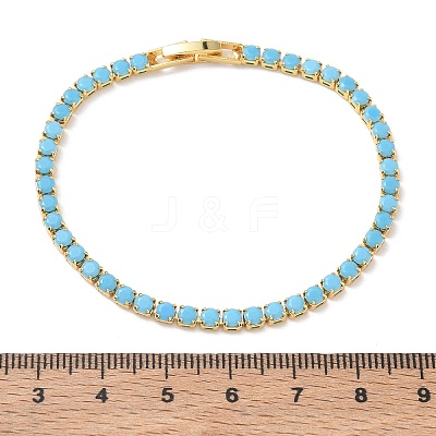 Synthetic Turquoise Tennis Bracelets KK-CBA964F-01G-04-1