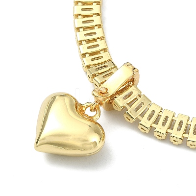 Brass Heart Charm Bracelets BJEW-F450-03G-1
