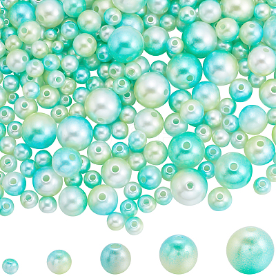 1830Pcs 5 Styles ABS Plastic Imitation Pearl Beads MACR-SP0001-03C-1