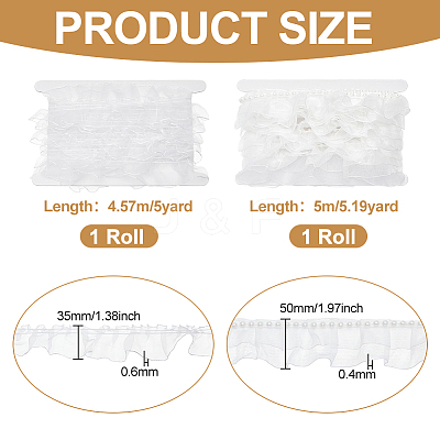 5 Yards Satin Chiffon Double Ruffled Lace Trim OCOR-FG0001-70-1