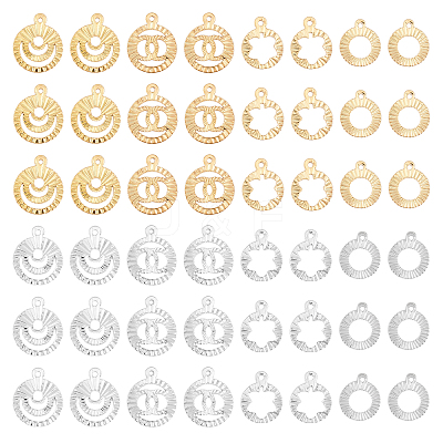 48Pcs 8 Style Rack Plating Brass Pendants KK-CA0002-42-1