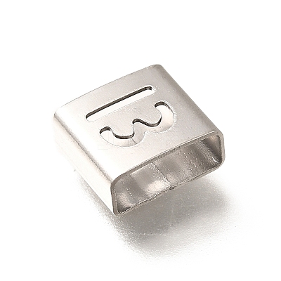 Letter Style 304 Stainless Steel Square Slide Charms STAS-L132-12B-1