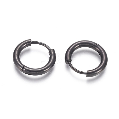 304 Stainless Steel Huggie Hoop Earrings EJEW-F111B-16mm-B-1