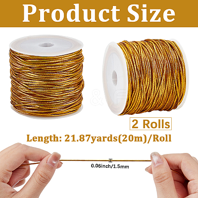 2 Rolls Polyester Metallic Elastic Round Cord OCOR-CY0003-50A-1