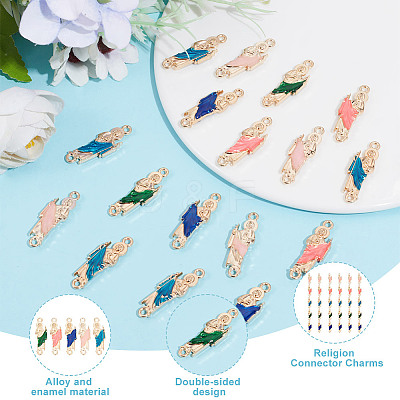 30Pcs 5 Colors Religion Alloy Enamel Connector Charms FIND-GO0001-62-1