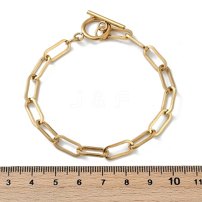 Ion Plating(IP) 304 Stainless Steel Paperclip Chain Bracelets BJEW-O186-03G-1