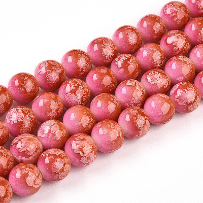 Baking Paint Glass Beads Strands DGLA-N008-10mm-01-1