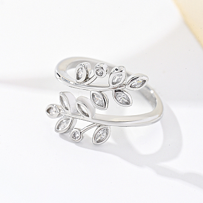 Brass Micro Pave Cubic Zirconia Cuff Rings for Women MZ2848-2-1