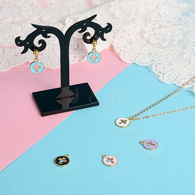 100Pcs 5 Colors Light Gold Plated Alloy Enamel Pendants ENAM-BY0001-01-1