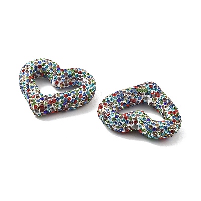 Heart Shape Polymer Clay Rhinestone Beads CLAY-NH0001-09A-1