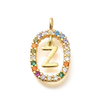 Brass Micro Pave Cubic Zirconia Pendants ZIRC-P123-01G-Z02-1