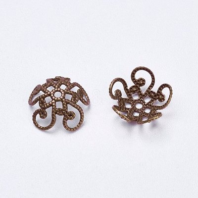 Brass Fancy Bead Caps X-KK-B213-R-1