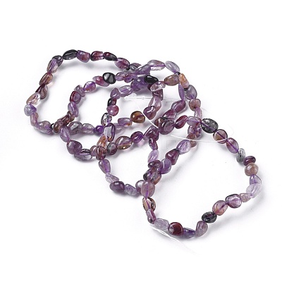 Natural Auralite Bead Stretch Bracelets X-BJEW-K213-63-1