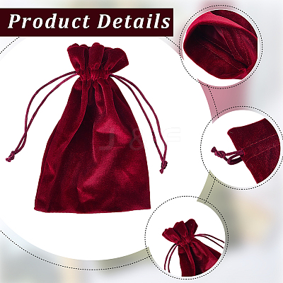 4Pcs 4 Colors Rectangle Velvet Drawstring Pouches TP-CN0001-35A-1