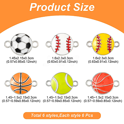 36Pcs 6 Styles Alloy Enamel Connector Charms ENAM-YW0008-07-1