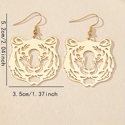 Tiger Head Alloy Dangle Earrings FS-WG96218-02-1