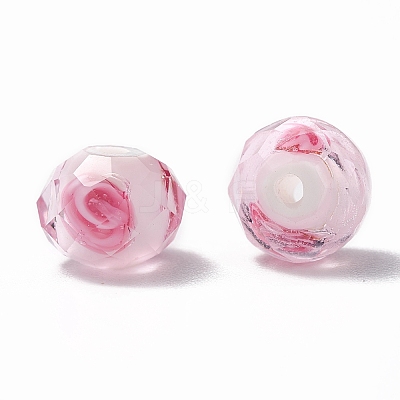 Handmade Silver Foil Glass Lampwork Beads Strands LAMP-R141-8mm-14-1