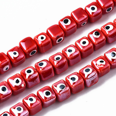 Handmade Porcelain Ceramic Beads Strands PORC-T006-01G-1