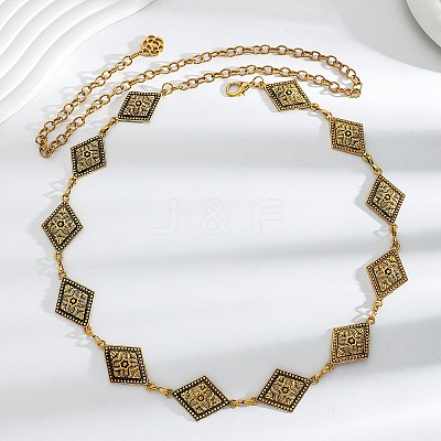 Alloy Rhombus Link Chain Waist Belly Chains for Women FS-WGE04C8-03-1