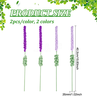 4Pcs 2 Colors Crochet Polyester Lavender Flower Ornaments AJEW-FG0002-67-1